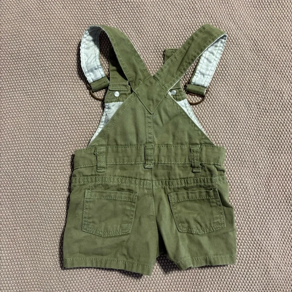 Olive Green Kids Dungaree Shorts